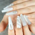 thumbnail image 5 of Extra Long Coffin Press On Nails Matte Ombre Rhinestone Fake Nails With 3d Clear Bling Bow Design 30pcs Glitter Acrylic, 5 of 5