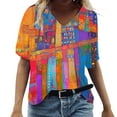 thumbnail image 2 of Rollbacks & More GaThRRgYP Women's Plus Size Summer Tops,Women's Loose Casual Short Sleeve V Neck T Shirts Printed Tshirts Blouses Multicolor M, 2 of 5