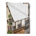 thumbnail image 2 of Sketch Soft Flannel Fleece Throw Blanket, Colorful Alley with Parisian Style Cafe and Buildings Patio Scene, Cozy Plush for Indoor and Outdoor Use, 50" x 60", Taupe and Multicolor, by Ambesonne, 2 of 5