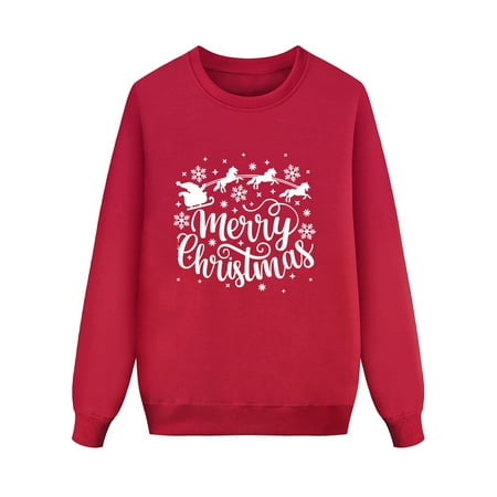 

ketyyh-chn99 Fuzzy Christmas Pajama Pants Family Christmas Long Sleeve Letter Print Hoodless Pullover Pajama Christmas Family