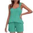 thumbnail image 2 of Zpanxa Two Piece Sets for Women Summer V-Neck Sleeveless Camisole Tops with Pockets Comfy Shirts Biker Shorts Tracksuit Casual Sweat Sets Lounge Sweatsuits Matching Set Mint Green B M, 2 of 7