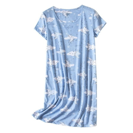 YOTMKGDO Nightshirts & Gowns  Lingerie Plus Size Womens Cotton Nightgown Shirt Casual Print Sleepdress Womens Sleepwear  1 Piece XL