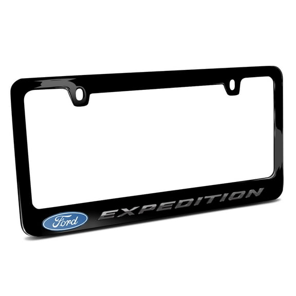 Ford Expedition in 3D Dark Gray Letters on Black Metal License Plate Frame
