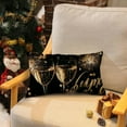thumbnail image 2 of PHYHOO Happy New Year Lumbar Decorative Rectangle Pillow Covers 12 x 20 Set of 2, Black Gold Champagne Fireworks Porch Patio Outdoor Pillowcases 12x20inch, 2 of 8