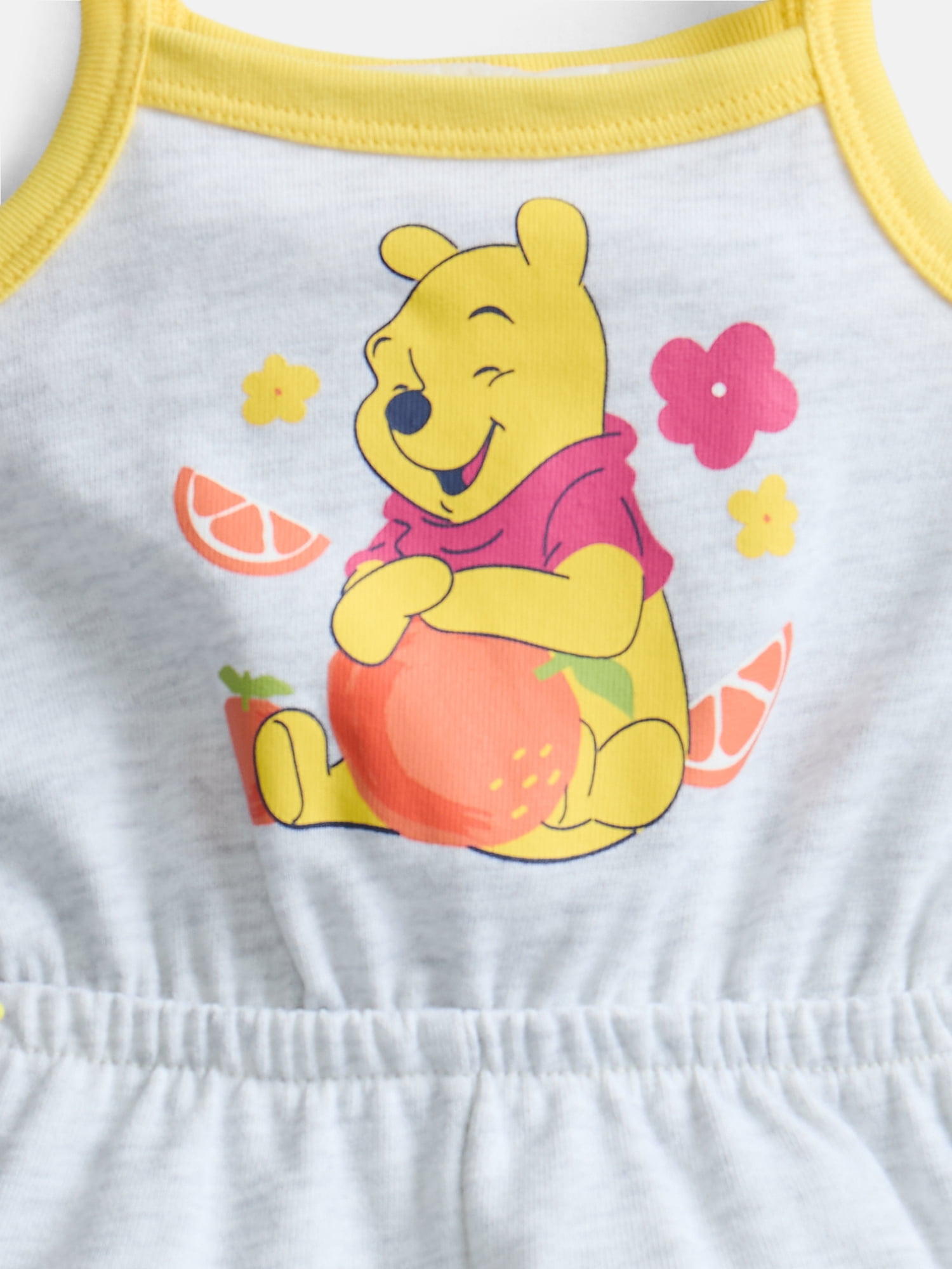 Winnie the Pooh Baby Girls Sleeveless Graphic Romper with Matching Bow Headband, Sizes 0/3M-24M