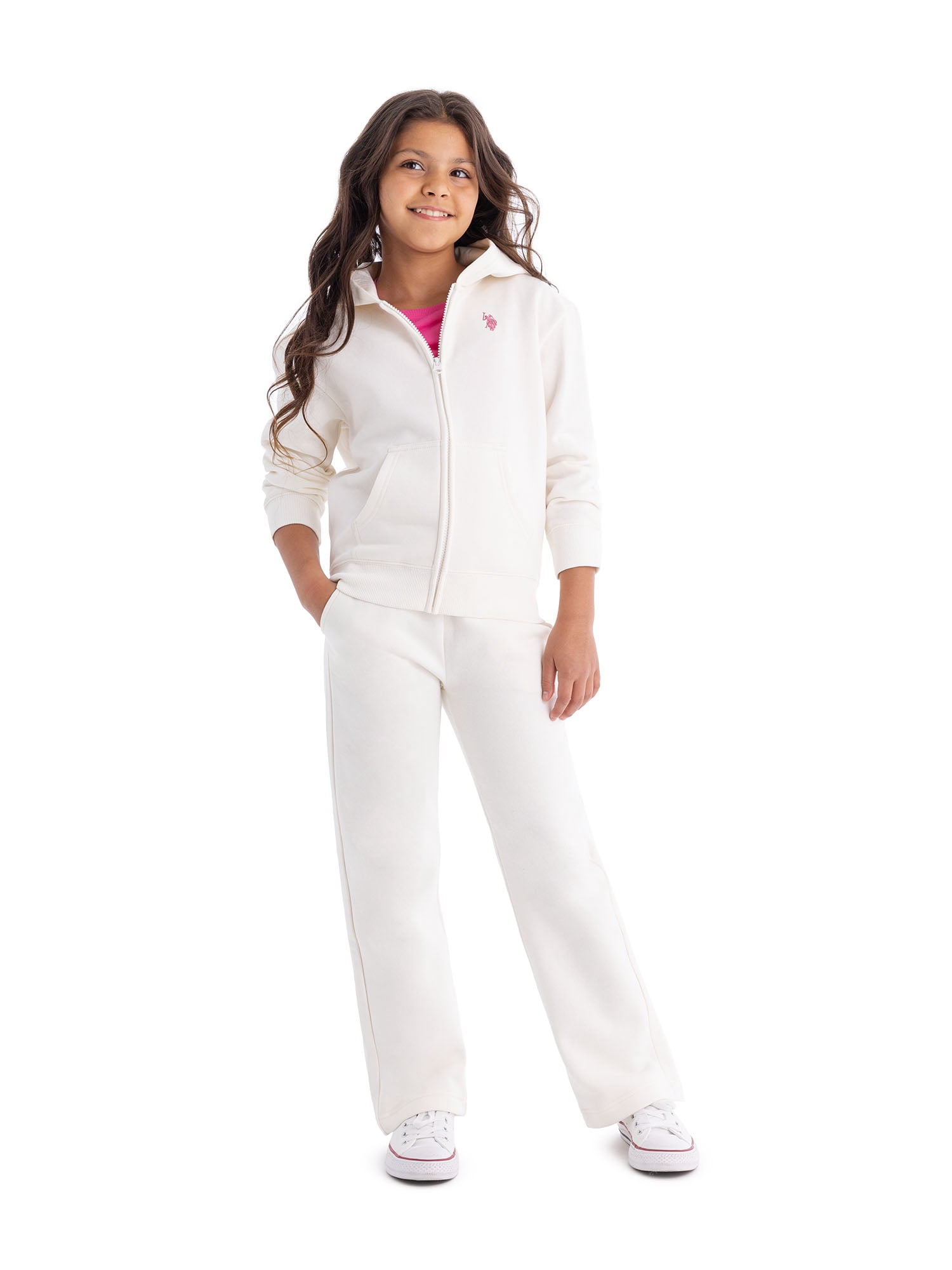 U.S. Polo Assn. Girls Fleece Zip-Up Hoodie, Sizes 4-18
