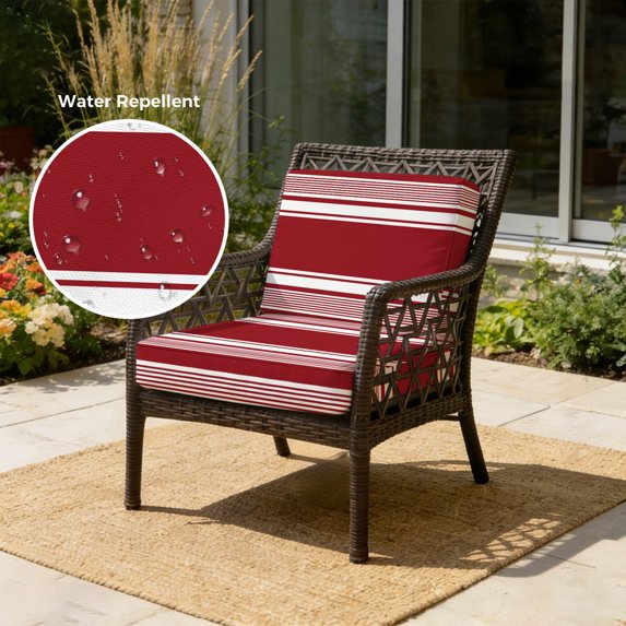 Outdoor Patio Cushion Covers 2 Pack Red Striped Patio Chair Cushion Covers with Ties and Zipper Modern Farmhouse Stripes Waterproof Outdoor Seat Cushion Covers for Patio Furniture 24"x24"