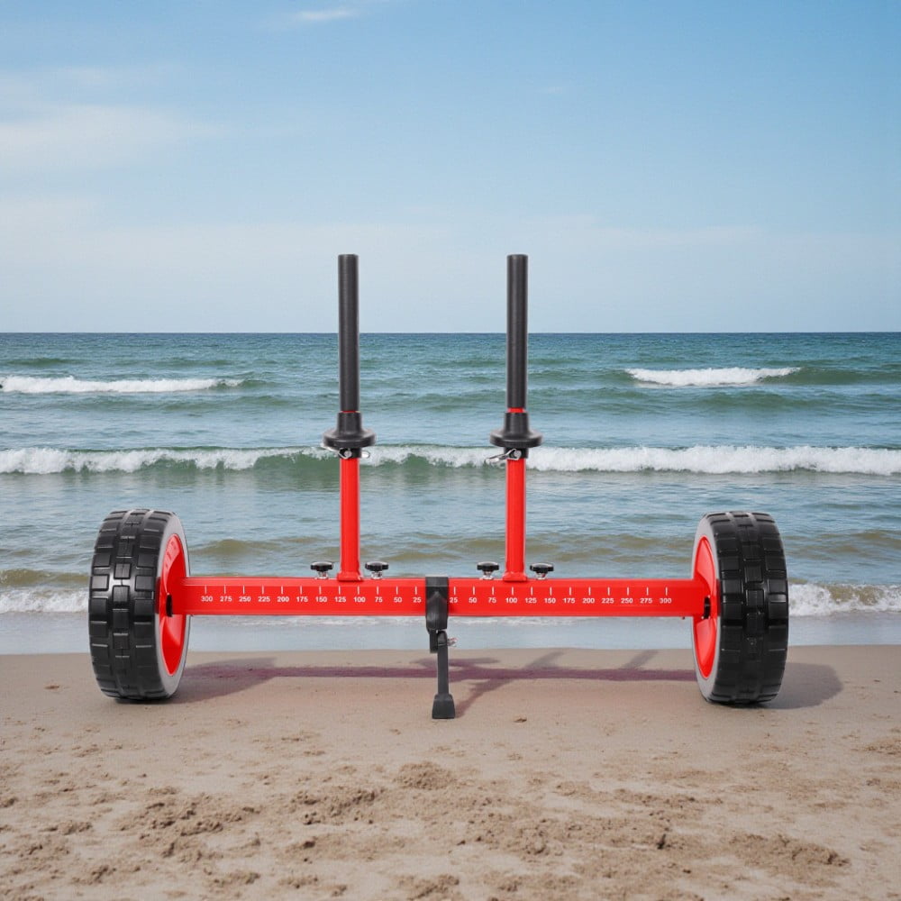 Tcbosik Sit On Top Kayak Cart with 10 Inch Airless Wheels, Heavy-Duty Plug-in Kayak Cart Dolly, Adjustable Width, Red