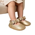 thumbnail image 4 of Oiyii Baby Girls Athletic Shoes Solid Leather Bow Adjustable Strap Soft Sole Sneakers, 4 of 4