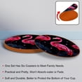 thumbnail image 4 of Flamingo 6PCS Round Car Coasters, Microfiber Leather Cup Holders for Car, 11x11 cm/4.3x4.3 in, Absorbent Car Coaster Set of 6, Car Accessories for Women and Men, 4 of 6