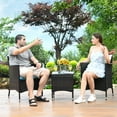 thumbnail image 6 of Patiojoy Outdoor Patio Rattan Conversation Set Garden Wicker Chairs 3 Pieces, 6 of 9