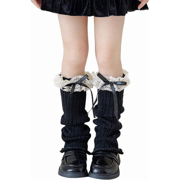 Jtbuh XLY Kawaii Ballet Leg Warmers for Kids Girls Socks Winter Lace Bow Leg Warmers for Dance Practice Yoga Sports