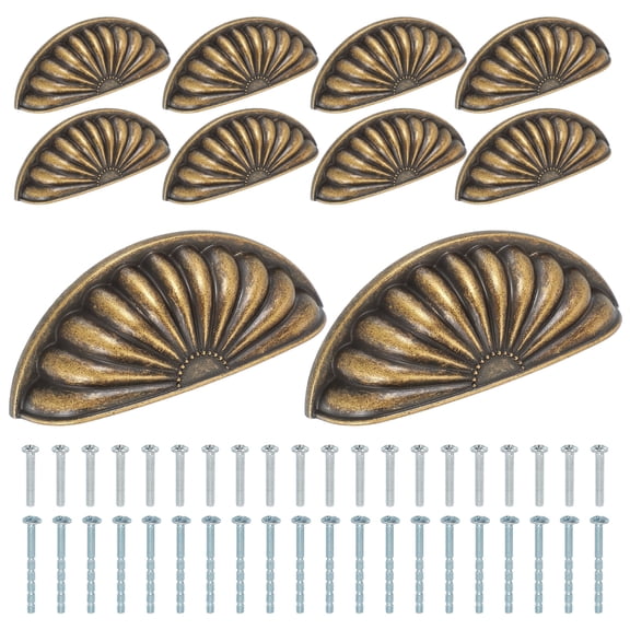 Uxcell 10 Pcs Drawer Cup Pulls 3" Hole Center Vintage Furniture Handles Knobs Bronze