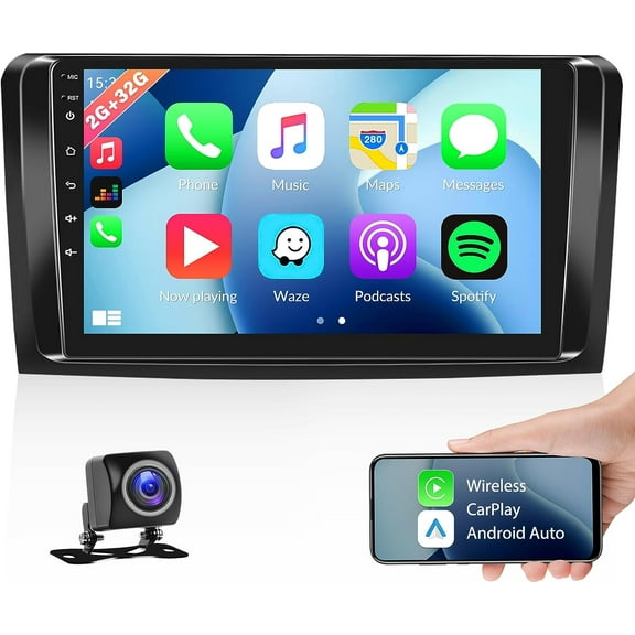 LICHENGTAI Android 12 Car Stereo Fit for Mercedes Benz ML GL ML350 GL320 X164 2005-2011 Support Wireless Carplay/Android Auto, 9" Touchscreen Car Radio with Bluetooth, Backup Camera, 2 32G