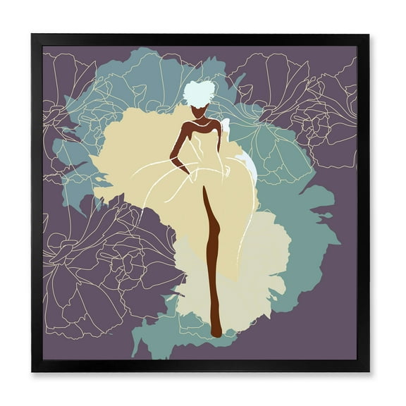Designart 'Abstract African American Woman In Gorgeous Wedding Dress' Modern Framed Art Print
