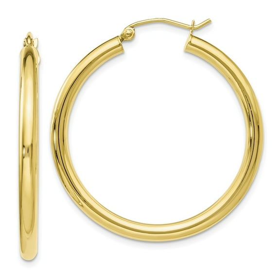 Leslie's Real 10kt Yellow Gold Polished Hinged Hoop Earrings; for Adults and Teens; for Women and Men
