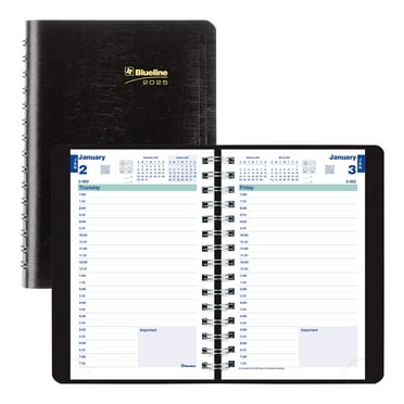 2025 Blueline Plan & Link™ Daily Appointment Planner, 8" x 5", 50% Recycled, Black, January To December
