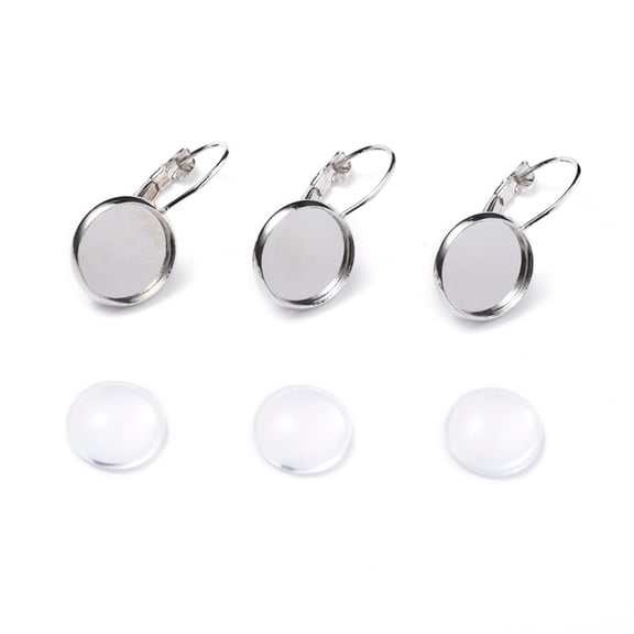 DIY Earring Making with Brass Leverback Earring Findings and Transparent Oval Glass Cabochons Platinum Cabochons: 11.5~12x4mm 1pc/set