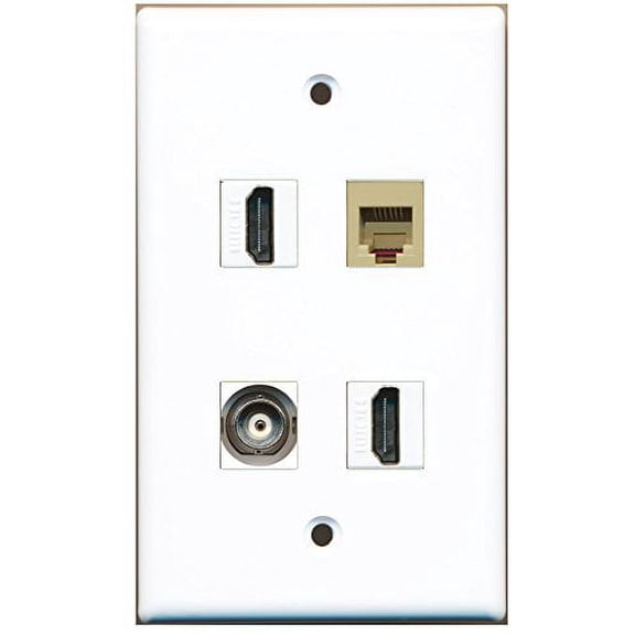 RiteAV - 2 Port HDMI 1 Port Phone RJ11 RJ12 Beige 1 Port BNC Wall Plate