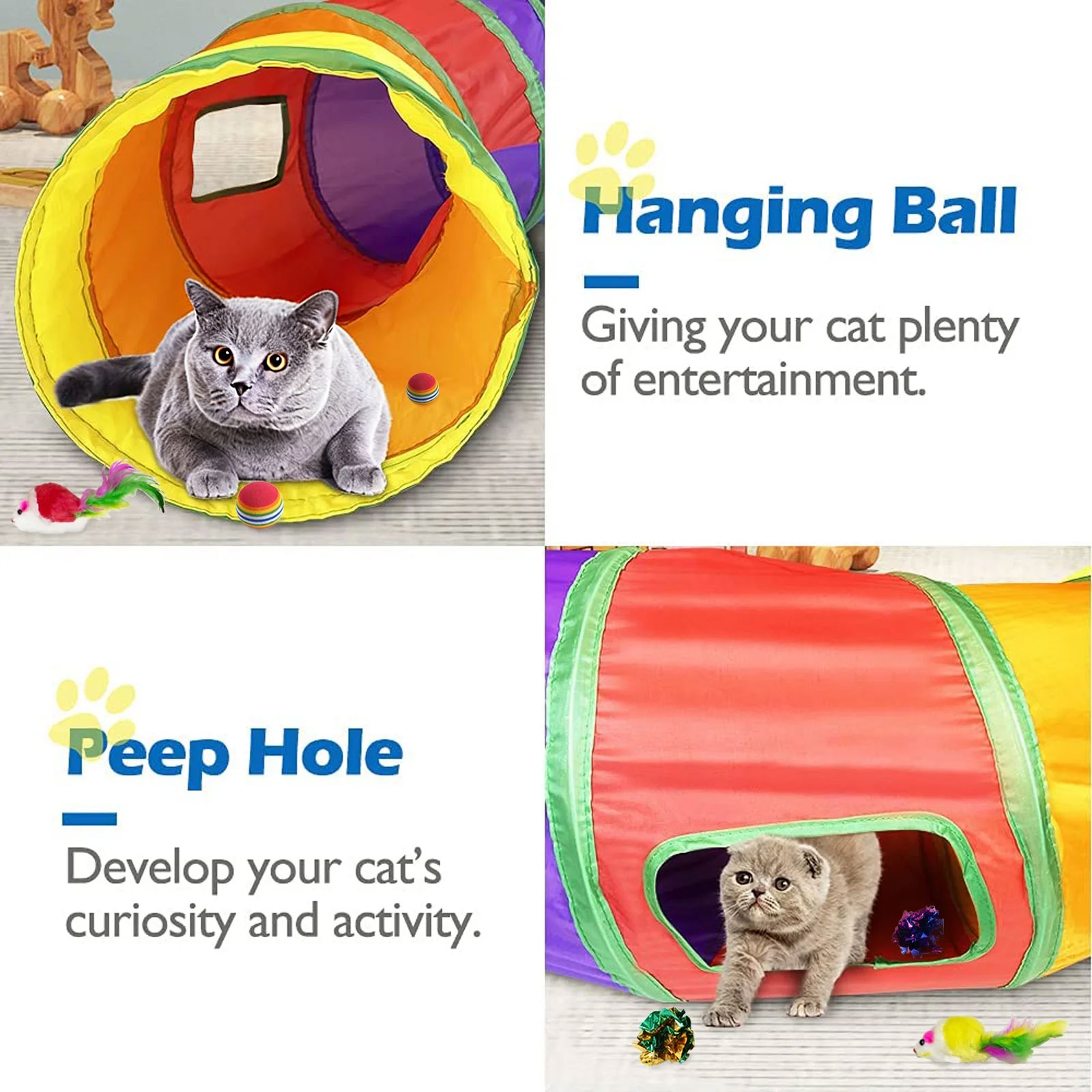 Semfri 7-in-1 Collapsible Cat Tunnel with Toys photo 6