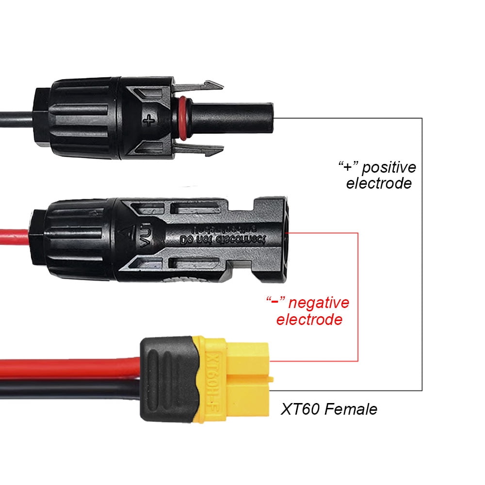 Hormy Solar to XT60 Charge Extension Cable 12AWG 10FT Solar Connector to XT60 Adapter Cable for Solar Panel RV Portable Power, IP67 Waterproof