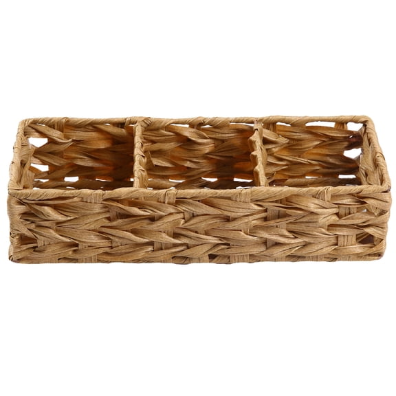 LAMIRO Decorative Storage Basket 3-compartment Woven Storage Basket for Cosmetics Sundries