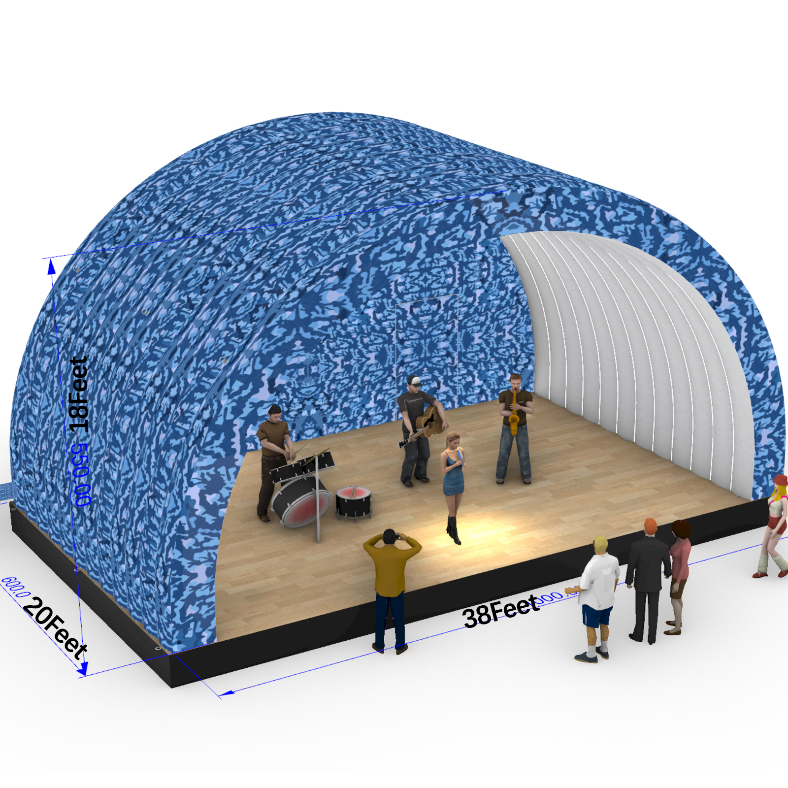 xmaybang Camo Portable Outdoor Inflatable Arch Tent,Suitable for Club Parties, Concert Stages,Wedding,Camping,26.2×14.8×13.1FT