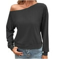 thumbnail image 1 of Pompotops Haut d'Automne Décontracté pour Femmes Couleur Unie Col Asymétrique Blouses Manches Longues Haut Manches Longues Col Asymétrique Blouses en Solde, 1 of 7