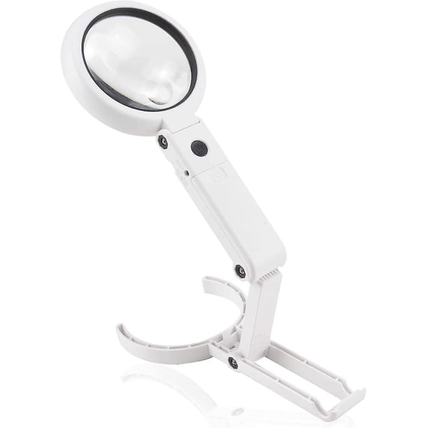 Lupa iluminada de mano de pie 5x 11x con 8 luces LED, lupa de lectura, lupa de mesa con soporte plegable, para lectura, inspección, soldadura