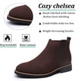 thumbnail image 2 of Men's Chelsea Boots Classic Formal Slip-On Leather Comfortable Casual Lightweight Pointed Toe Business Boots Brown 11.5 US, 2 of 7