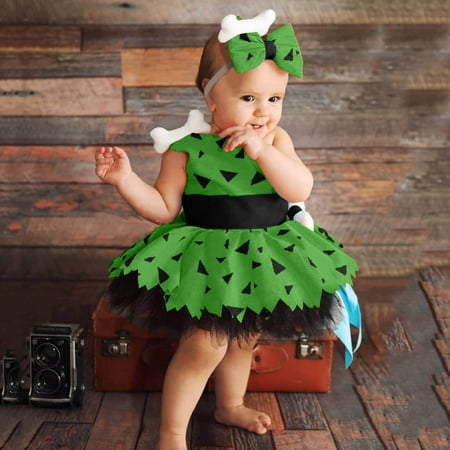 

dmqupv Girls Dresses Toddler Kids Caveman Girls Dog Bones Historical Cavegirl Mesh Tulle Dress Princess Outfits Baby Clothes Dress+Headband Green 18-24 Months