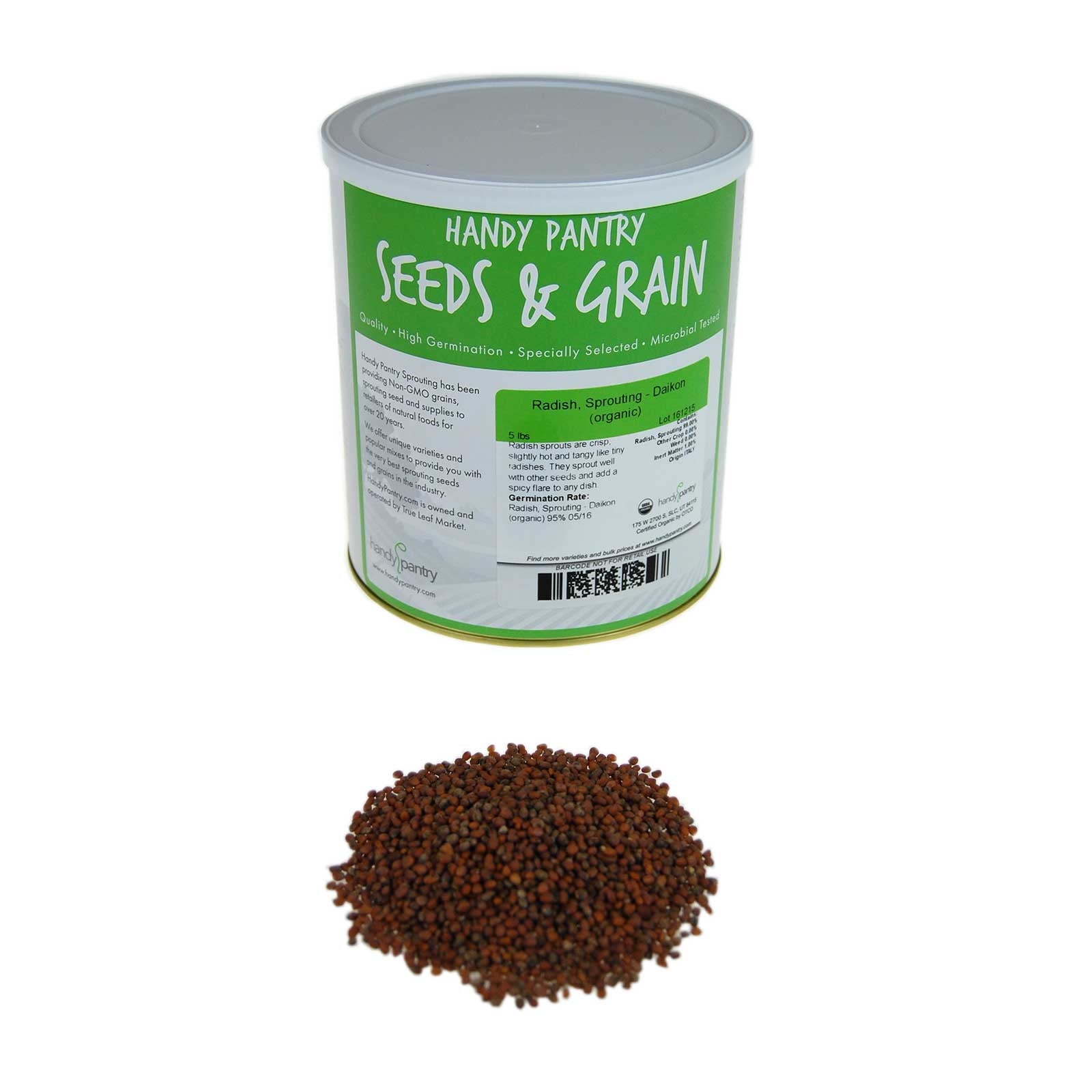 Organic Radish Sprouting Seeds 5 Lb Bulk NonGMO Radish Seed for