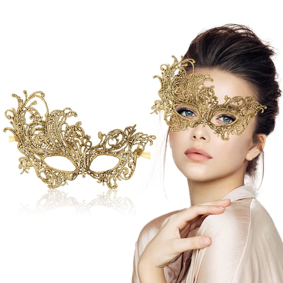 Máscara de mascarada FunMular Lace Venetian para mujer, color negro