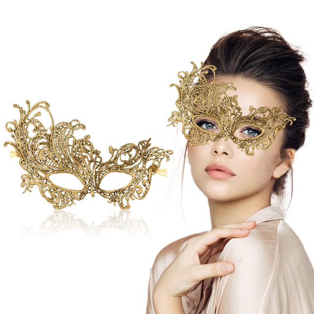 Máscara de mascarada FunMular Lace Venetian para mujer, color negro