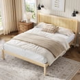 thumbnail image 3 of Leumius King Size Platform Bed Frame with Headboard, Wood Slat Support, No Box Spring Needed for Bedroom Guest Room Natural, 3 of 9
