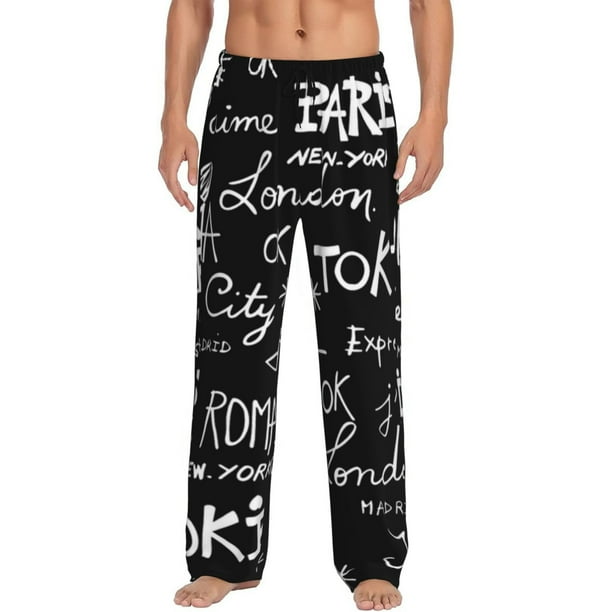 Fotbe Travel The World Pantalones de Pijama para Hombre, Pantalones de Dormir, Pantalones de Casa con Cintura Ajustable y Bolsillos-Large