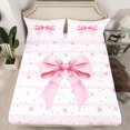 thumbnail image 2 of Feelyou Pink Princess Bowknot Bed Sheets, Cartoon Stars Lines King Sheets, 4pcs, 2 of 7