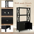 thumbnail image 6 of Costway Bathroom Storage Cabinet with Open Shelves & Double Doors Modern Storage Organizer Black, 6 of 10