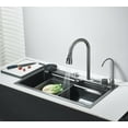 thumbnail image 3 of Matte Gray Flying Rain Stainles Steel Watefall Kitchen Sink with Pull Down Faucet 29.52inch, 3 of 22