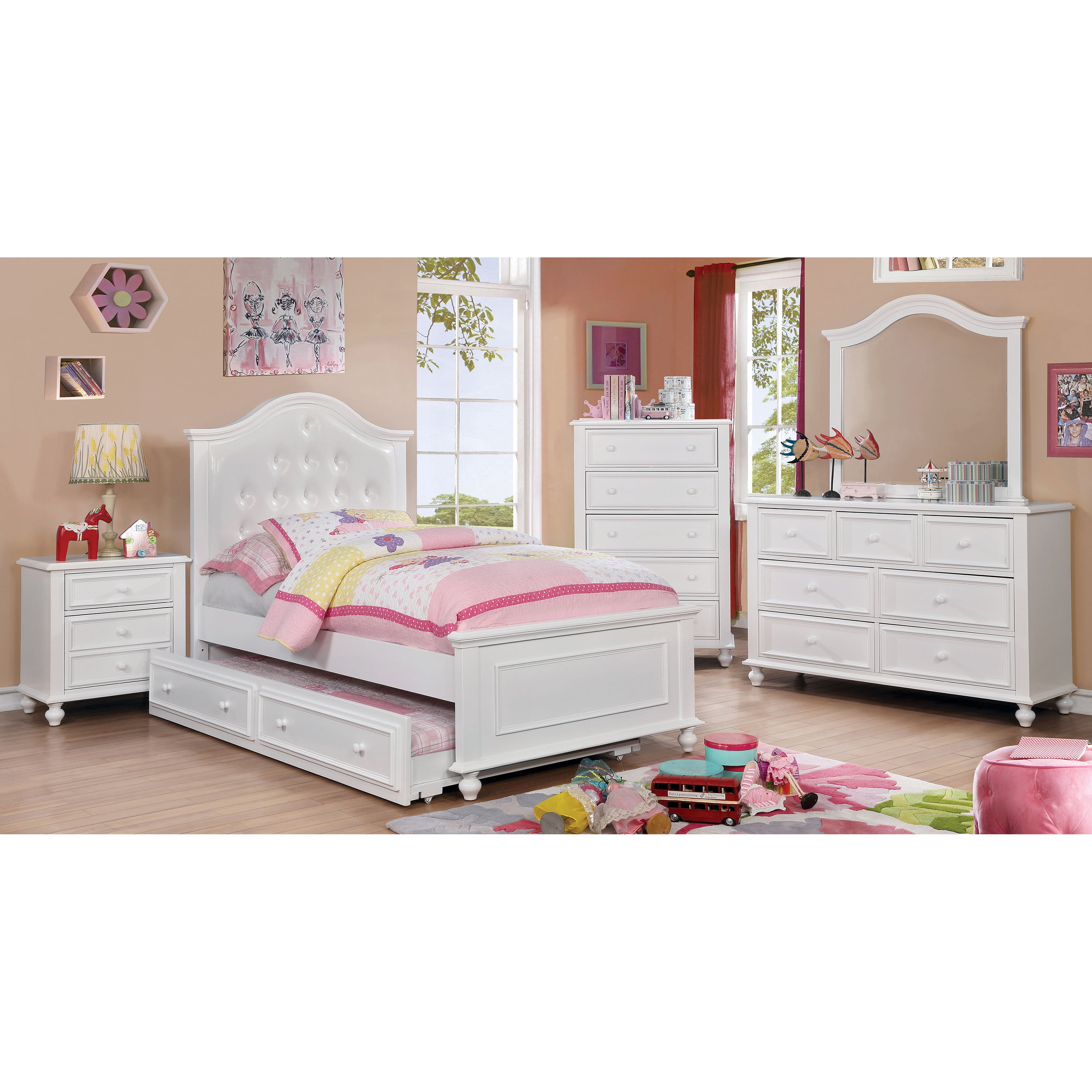 Furniture of America Oscar Platform Bed, Full, White