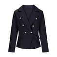 thumbnail image 6 of VKOYWKM Blazers for Women Double Breasted Blazers Dressy Casual Business Blazers Long Sleeve Blazers Solid Color Notch Lapel Blazers with Pockets, 6 of 8