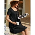 thumbnail image 5 of ValueVibe Nightgowns for Women Crew Neck Sleepshirt Short Sleeve Sleepwear Henley Button House Dress with Pockets, Black XL, 5 of 6