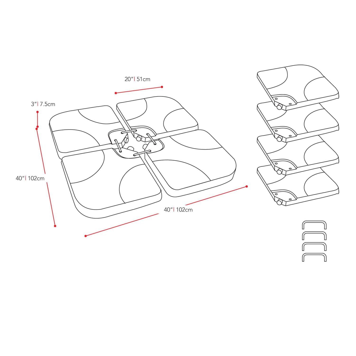Parasol de terrasse inclinable en porte-à-faux CorLiving de 9,5 pieds avec cadre en acier, 8 bras de support et poids de base inclus