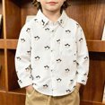 thumbnail image 2 of yboeqw Boys Long Sleeve Shirts Cartoon Print Button Down Top for 6 9 12 18 Months 2T 3T 4T 5T 6T Fall Loose Fit Blouse(1-2 Years,White), 2 of 8