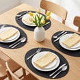 thumbnail image 2 of Placemats Set of 6 Leather Placemats for Kitchen Dining Table Decor Washable Heat Resistant Table Place Mats Black Gold 16.9x11.8inch, 2 of 6