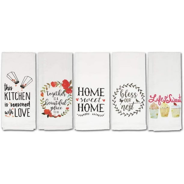 Cute Kitchen Towels, Fun Dish Towels with Home, Family, Love & Baking ...