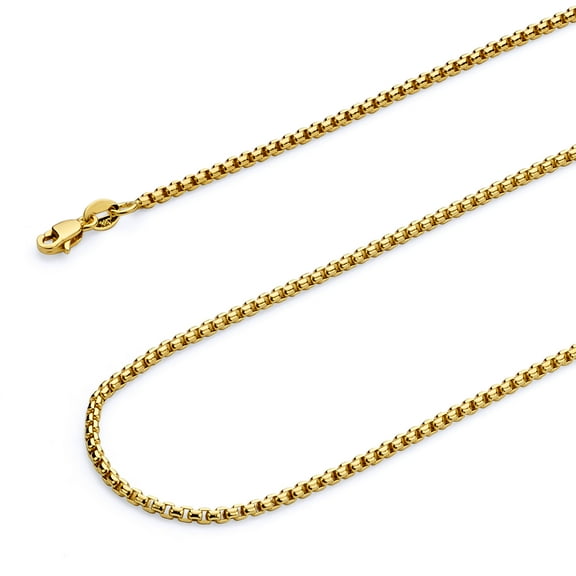 Wellingsale 14k Yellow Gold Polished 1.5mm HOLLOW Half Round Box Chain Necklace - 16"