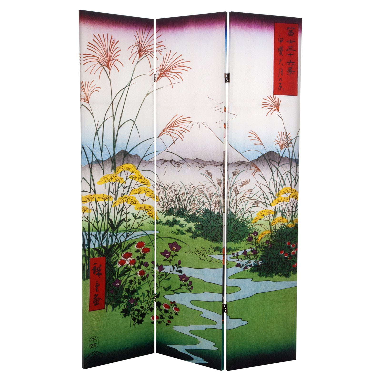 3 Panel Size 6-Feet Tall Diamond Weave Natural Fiber Folding Screen Oriental Furniture Most Popular Room Dividers and Floor Screens White