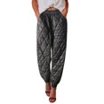 thumbnail image 3 of LIaqionyy Women's Winter Pants Elastic Waist Warm Down Padded Outdoor Lightweight Fall Trousers with Pockets, 3 of 8