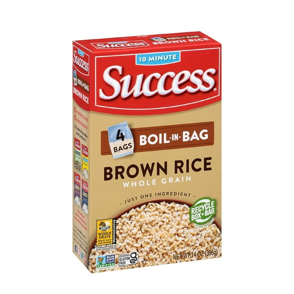 Success Boil-in-Bag Rice, Brown Rice, Quick and Easy Rice Meals, 14-Ounce Box (Pack of 3)